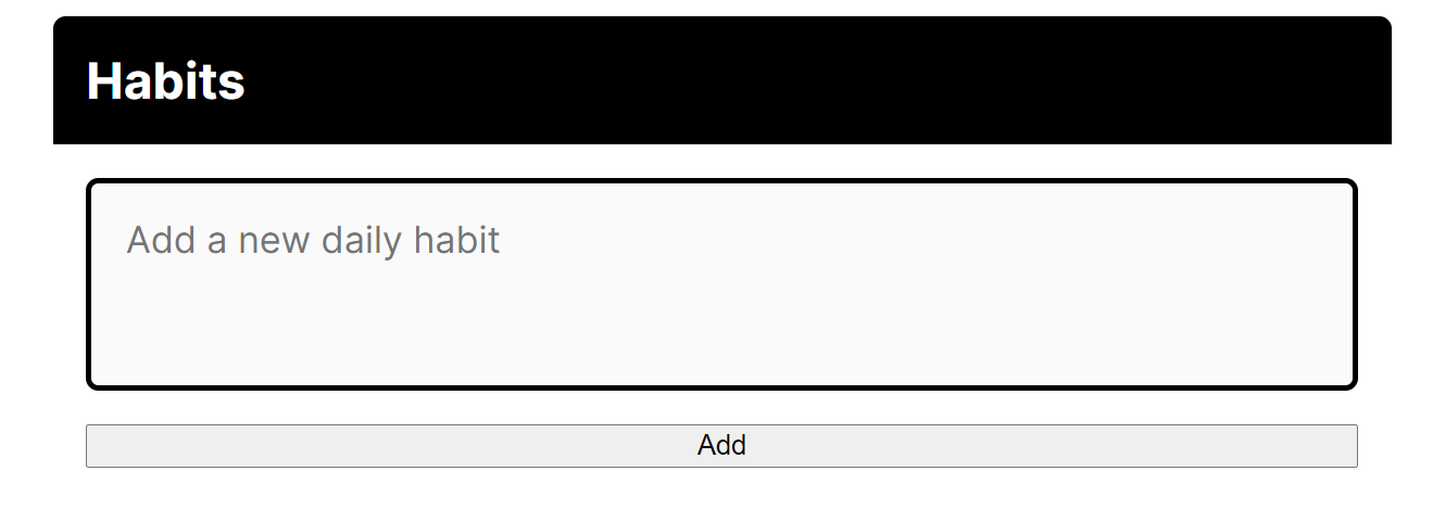 The add habit form with updated text field
