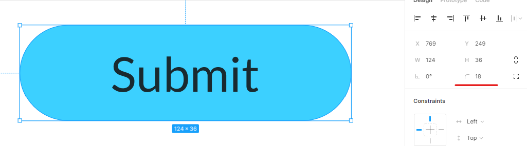 Changing the button corner radius in Figma